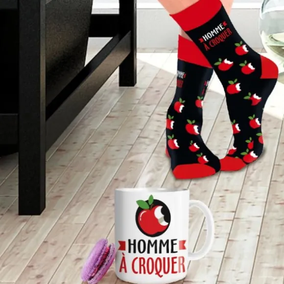 Coffret Cadeau Mug et Chaussettes - Homme à croquer