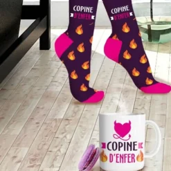 Coffret Cadeau Mug et Chaussettes - Copine d'enfer