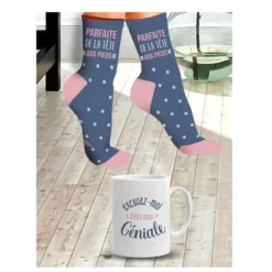 Coffret Cadeau Mug et Chaussettes - Géniale et Parfaite