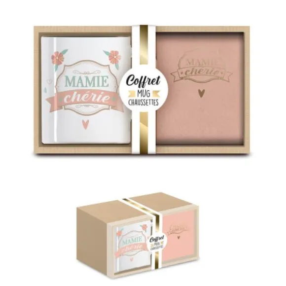 Coffret Cadeau Mug et Chaussettes - Mamie chérie