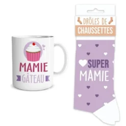 Coffret Cadeau Mug et Chaussettes - Super Mamie