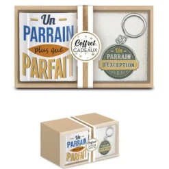 Coffret Cadeau Mug et Porte-clés - Un Parrain d'exception