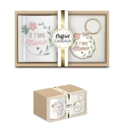 Coffret Cadeau Mug et Porte-clés - Je t'aime Mamie