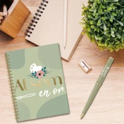 Coffret Carnet de Notes et Stylo - Atsem en or