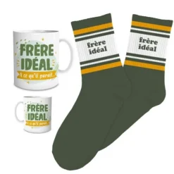 Coffret Mug et Chaussettes "Frère idéal" pour homme - Collection Famille d'Amour
