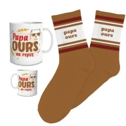 Coffret Mug et Chaussettes "Papa ours" pour homme - Collection Famille d'Amour