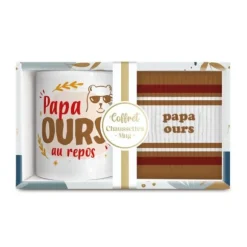 Coffret Mug et Chaussettes "Papa ours" pour homme - Collection Famille d'Amour