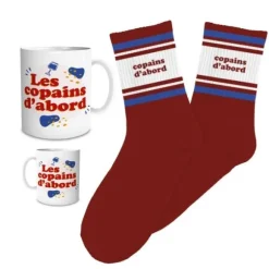 Coffret Mug "Les copains d'abord" et Chaussettes "Copains d'abord" pour homme - Collection Famille d'Amour
