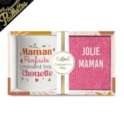Coffret Mug "Maman Parfaite" et Chaussettes à paillettes "Jolie Maman" pour femme - Collection Famille d'Amour