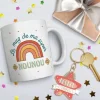 Coffret Mug à paillettes "Le mug de ma super marraine" et Porte-clés "Une nounou d'enfer"