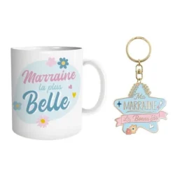 Coffret Mug à paillettes "Merci Maman" et Porte-clés à paillettes "Maman je t'aime"
