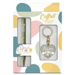 Coffret Porte-Clé et Stylo - Atsem en or