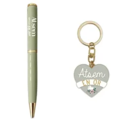 Coffret Porte-Clé et Stylo - Atsem en or