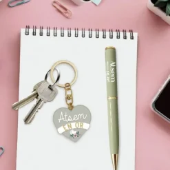 Coffret Porte-Clé et Stylo - Atsem en or