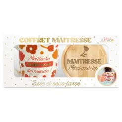 Coffret Tasse à café "Meilleure Maîtresse du monde !" - Collection Merci pour cette année