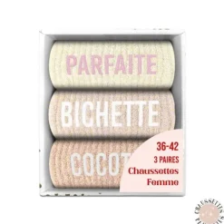Coffret Trio de chaussettes à paillettes pour femme - Parfaite, Bichette et Cocotte - Collection Famille d'Amour