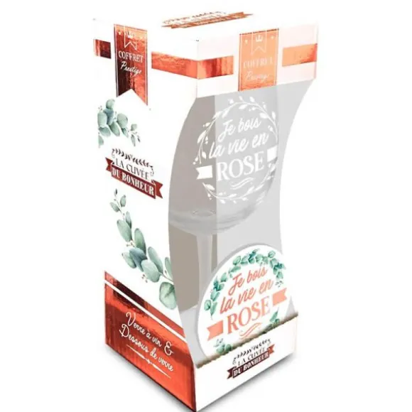 Coffret Verre à Vin " Je bois la vie en rose "