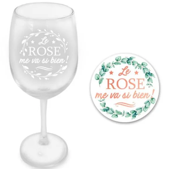 Coffret Verre à Vin " Le rose me va si bien "