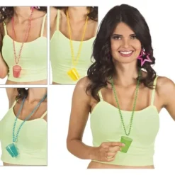 Collier avec Verre Shooter Fluo - Couleur au Choix