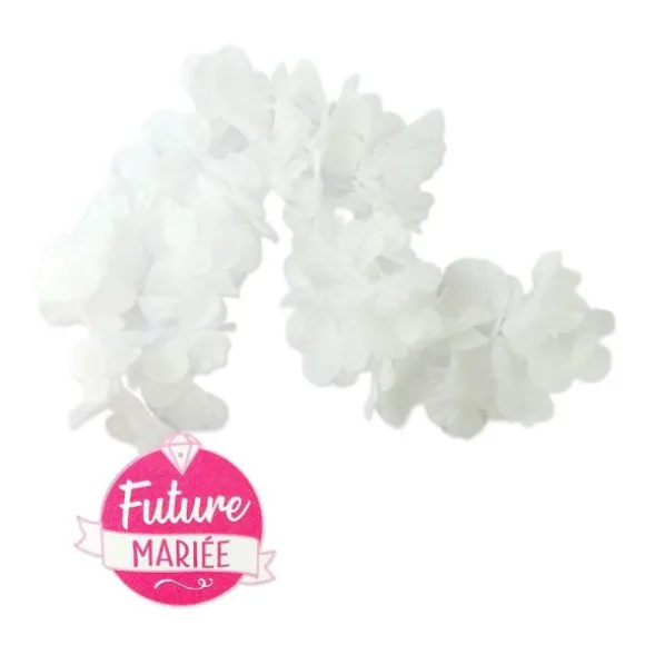 Collier de fleurs blanches à paillettes "Future Mariée" - Collection EVJF Party