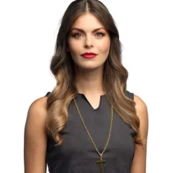 Collier doré avec croix - 74 cm