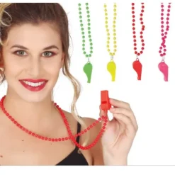 4 colliers fluos avec sifflet