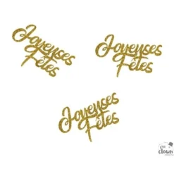 30 confettis de table dorés en papier "Joyeuses Fêtes" - Nouvel An