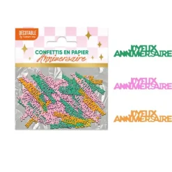 Confettis de table "Joyeux Anniversaire" en papier - Collection Retro Pop