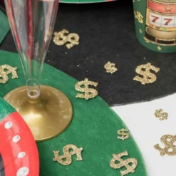 20 Confettis Dollar à Paillettes Dorées - Collection Casino