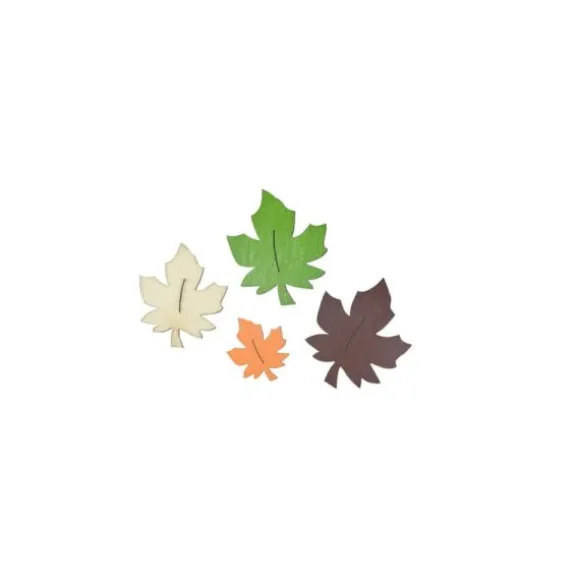 16 Confettis en bois feuilles automnales
