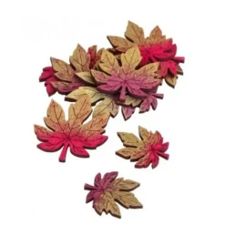 8 Confettis en bois feuilles d'Automne