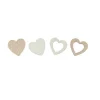 12 Confettis en forme de Cœur en Bois - Rose Gold Métallisé et Blanc
