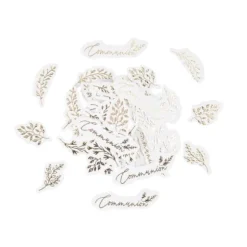 100 confettis en papier à parsemer FSC® - Collection Communion Blanc et Or