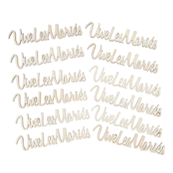 12 confettis "Vive les Mariés" en bois à parsemer - 7 x 1,5 cm