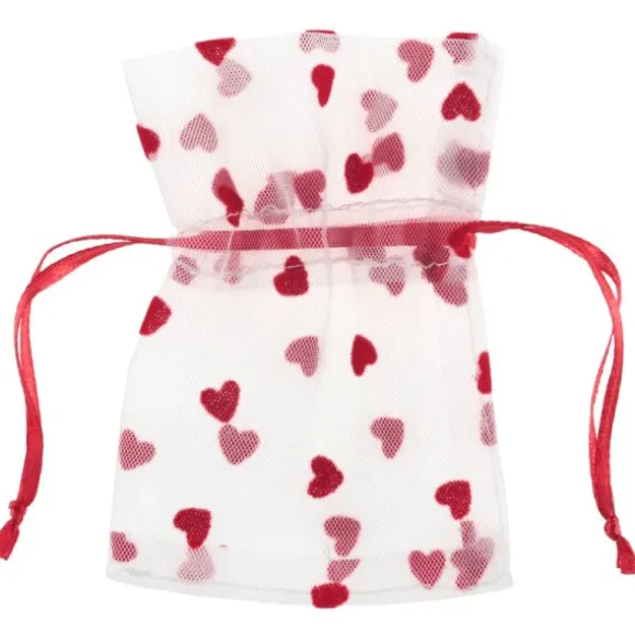 4 contenants avec cœurs en tissu - 7,5 x 10 cm - Saint-Valentin - Couleur au choix