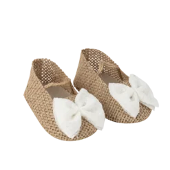 2 contenants en forme de ballerines en tissu avec effet lin - 8 x 3 x 5 cm