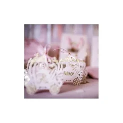 8 Contenants en forme de Carrosse - Princesse Rose & Or - 10 cm