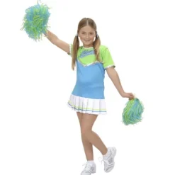Costume de Pom-Pom Girl Enfant - Bleu/Vert 5-6 ans