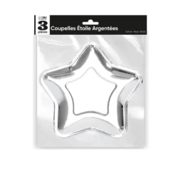 3 coupelles en forme d'Etoile- Argent - 20 cm