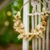 Couronne de fleurs séchées - 28 cm - Beige