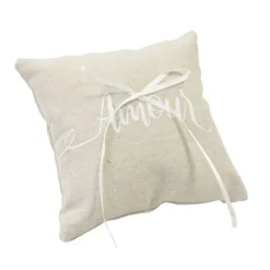 Coussin pour alliances en toile de lin - Amour