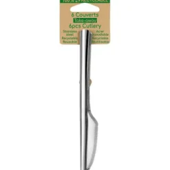 6 couteaux en acier inoxydable sur carte - 16,5 cm - Collection Slim²