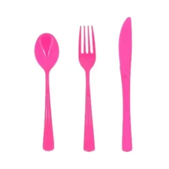 18 couverts réutilisables en plastique - De 17 à 19,5 cm - Couleur au choix
