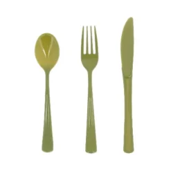 18 couverts réutilisables en plastique - De 17 à 19,5 cm - Couleur au choix