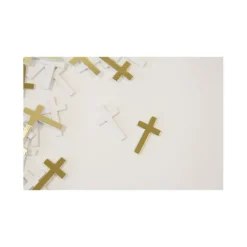 12 croix blanches et dorées avec aspect métallisé en bois à parsemer