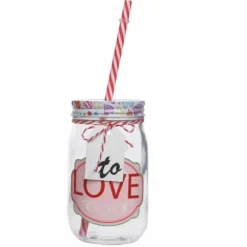 Cruche en Verre avec Paille - Love
