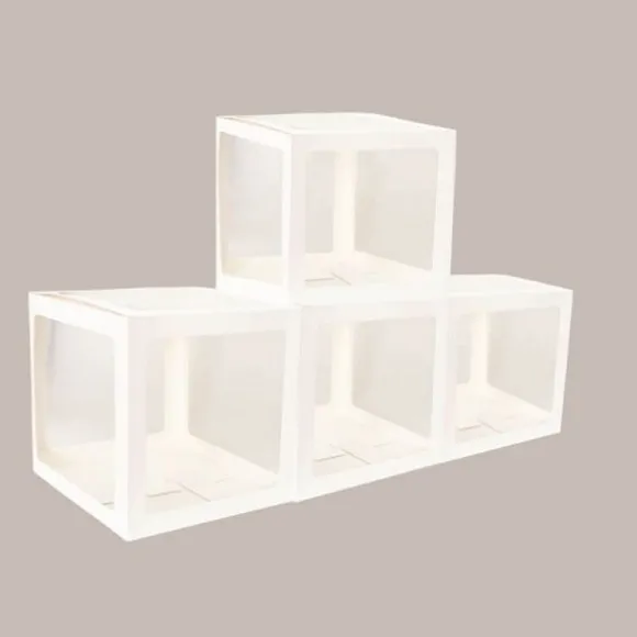 4 Cubes Carton et Plastique - Blanc