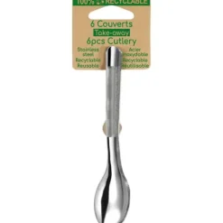 6 cuillères à café en acier inoxydable sur carte - 12,5 cm - Collection Slim²