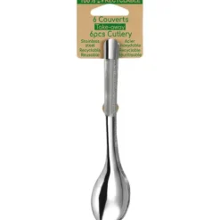 6 cuillères en acier inoxydable sur carte - 16,5 cm - Collection Slim²