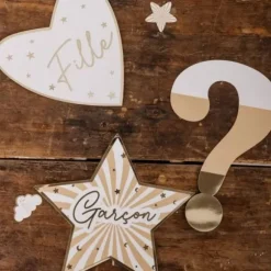 6 Déco de Table Gender Reveal - Collection Baby Nude